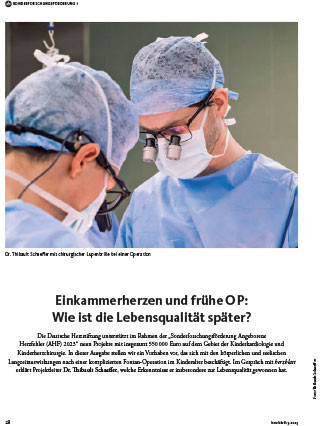 Titelbild des Artikels zum Thema Lebensqualität mit einem Einkammerherzen