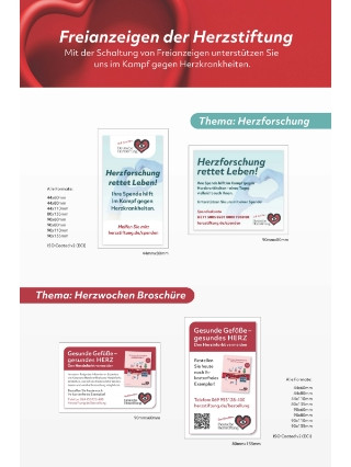 Übersichtsbild mit den Freianzeigen der Herzstiftung