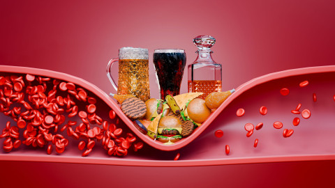 verengtes Blutgefäß durch fettes Essen